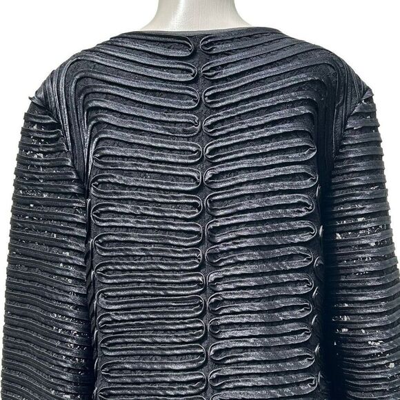 Vintage Weavz Evening Statement Jacket Women's 1X Black Button Front Long Sleeve - Picture 9 of 13